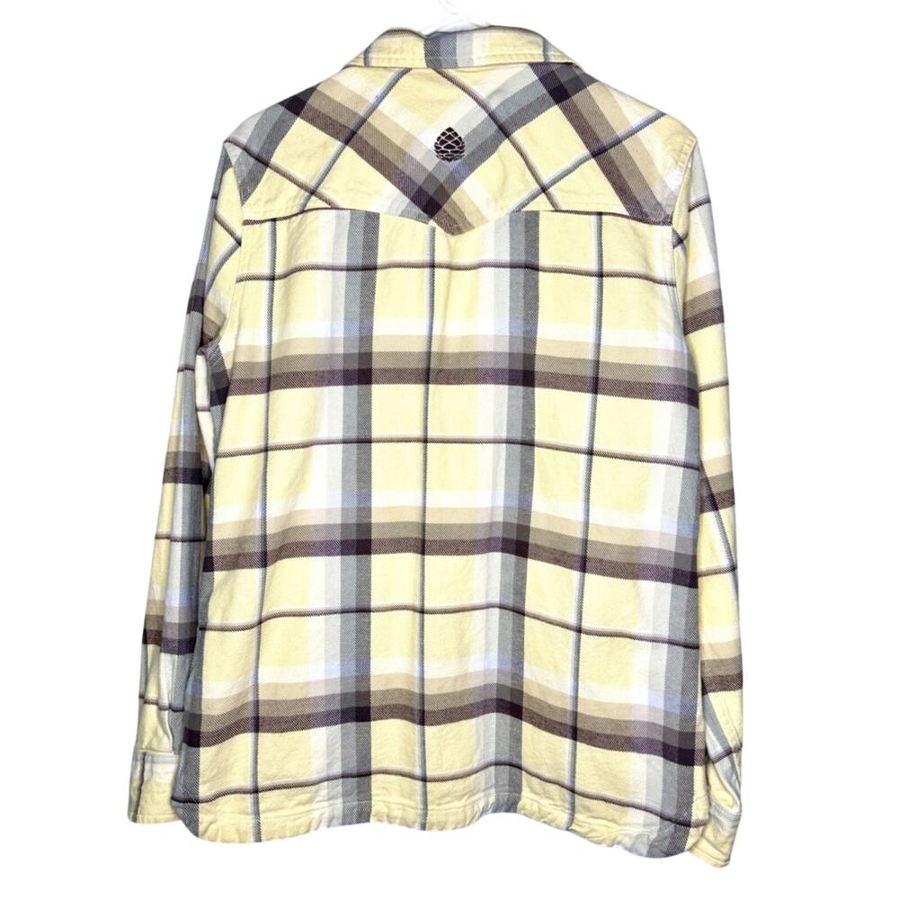 Stio Hutkeeper Straw Yellow Plaid Heavyweight Outdoorsy Cotton Flannel Shirt L - Picture 2 of 6